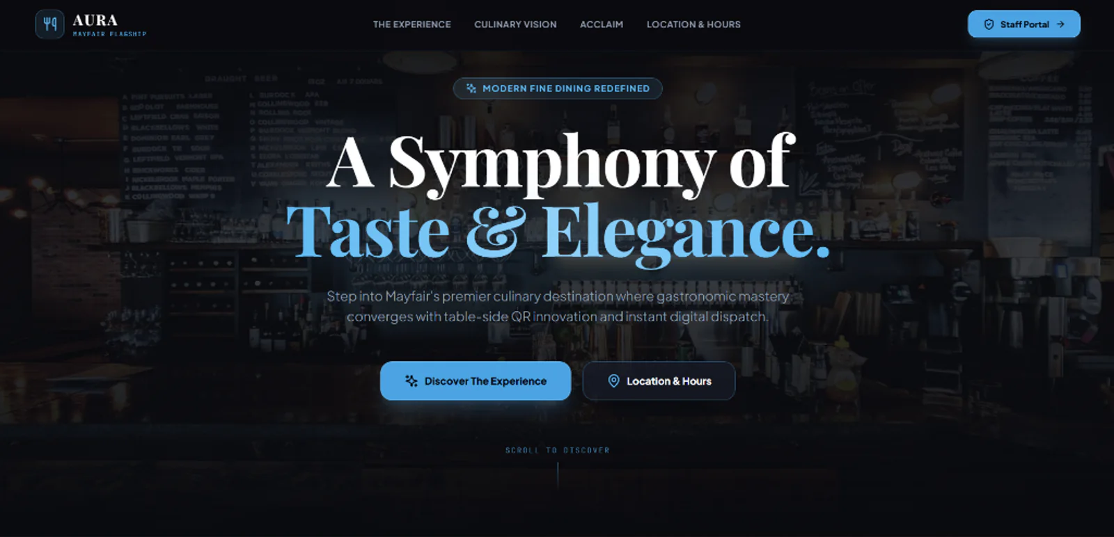 Aura Gastronomy & Bar website screenshot